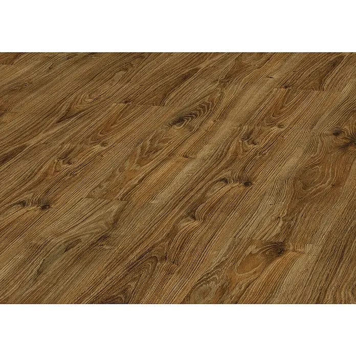 LOGOCLIC Laminado Roble Energy - 1.380 x 193 x 10 mm, Roble, AC5 - Primer plano de un suelo laminado con aspecto de madera instalado, que ofrece un ambiente cálido y acogedor con patrones de grano de madera claros.