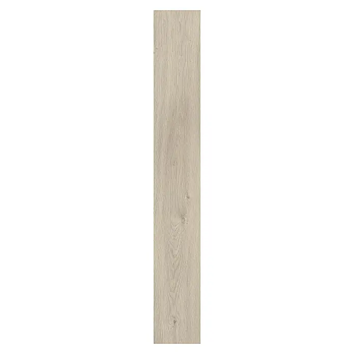 LOGOCLIC Laminado Roble Ferrara - 1.380 x 193 x 8 mm, AC4 - Detalle de una lama de madera clara con veta natural, ideal para suelos modernos.