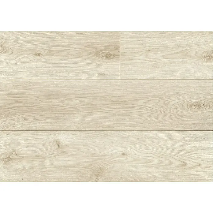 LOGOCLIC Laminado Roble Acapulco - 1.380 x 193 x 10 mm, AC4 - Primer plano de suelo laminado claro con un patrón de vetas de madera, perfecto para interiores modernos y reformas.
