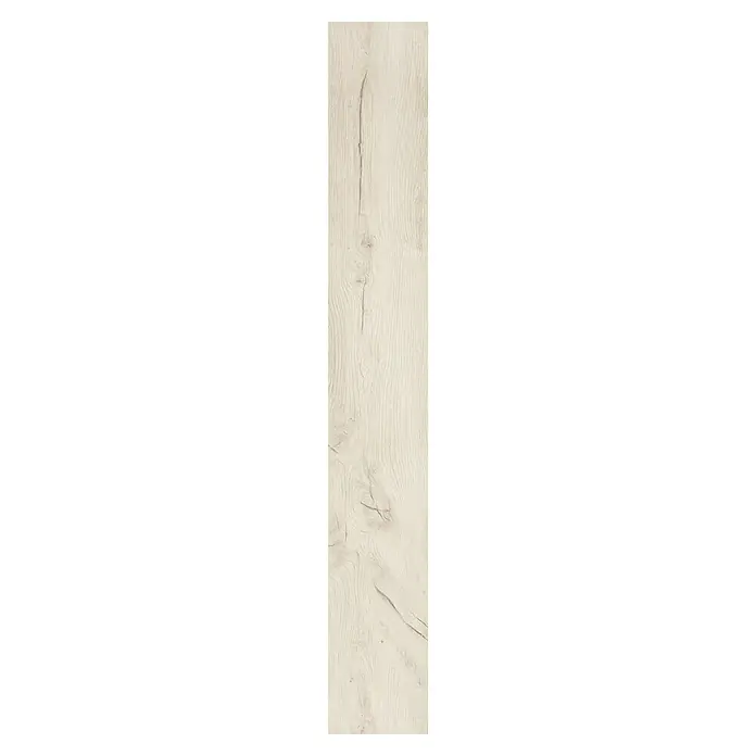 LOGOCLIC Laminado Roble Alen - 1.380 x 193 x 10 mm, AC4 - Elegante baldosa alargada imitación madera beige claro con vetas y nudos para un ambiente natural. Ideal para espacios modernos.