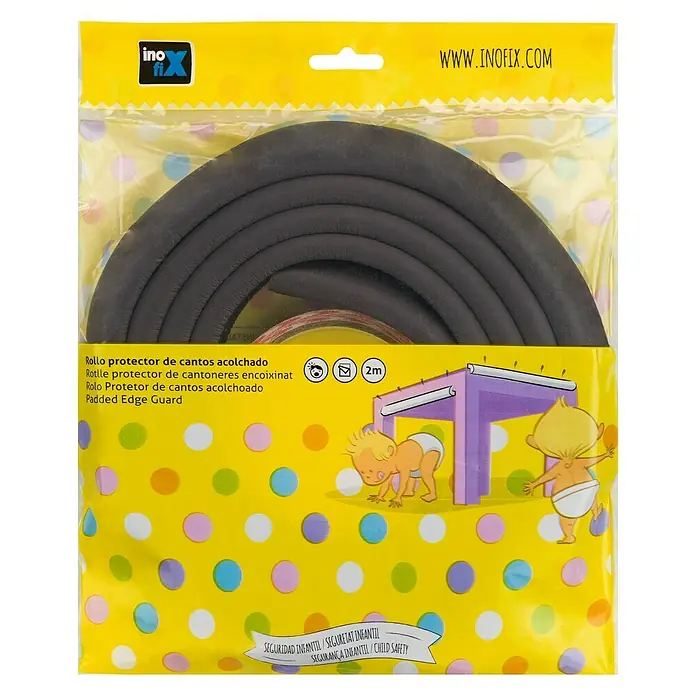 Inofix Protector para esquina 5003-4- - Marrón, 1 ud. - Protector de bordes acolchado "inoFIX", rollo de 2m, para mayor seguridad infantil en el hogar, ideal para proteger contra los bordes afilados.
