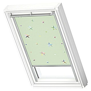 Velux Dachfensterrollo DKL FK06 4661S (Farbe: Kids Grüne Sterne - 4661S, Farbe Schiene: Aluminium, Manuell)