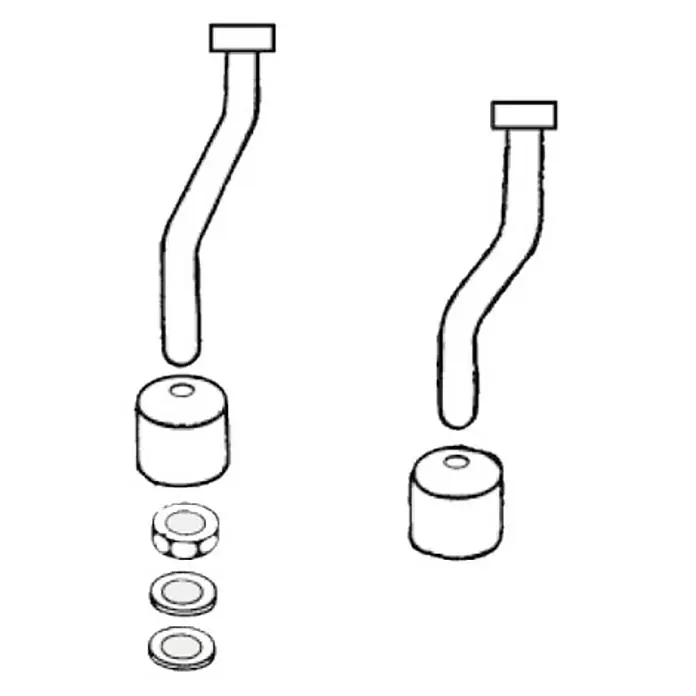 Bote para cosméticos enlace para urinario - Latón - Una vista isométrica de un accesorio de plomería con tubería, junta y tapa, utilizado para lavabos o accesorios de baño.