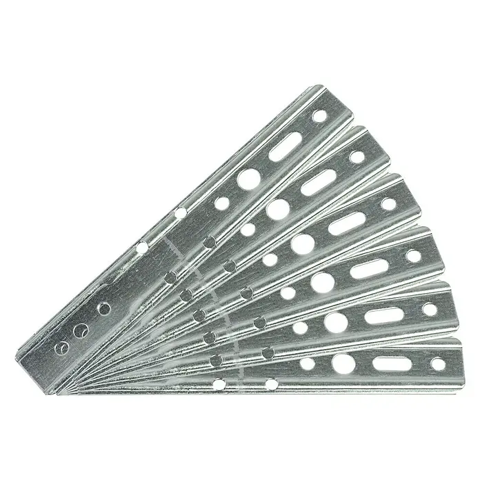 Solid Elements Montageanker - 6 Stk., Passend für: Aluminiumhaustüren - Stahl-Lochplattenverbinder für eine sichere und flexible Befestigung. Ideal für Holzkonstruktionen und Möbelbau.