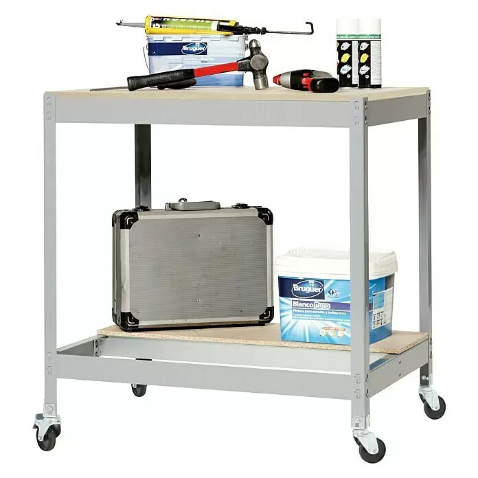Simonrack Simonwork Werkbank MOBILE BT0 - L x B: 61 x 91 cm, Arbeitshöhe: 91,7 cm, Belastbarkeit: 120 kg, Grau - Anwendungsbeispiel