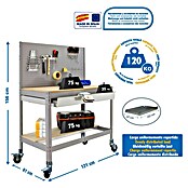 Simonrack Simonwork Banco de trabajo BT2 Box Mobile (L x Al: 61 x 144,5 cm, Ancho: 121 cm, Capacidad de carga: 280 kg, Gris)