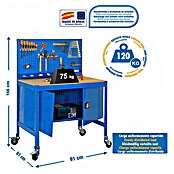 Simonrack Simonwork Banco de trabajo BT2 Locker Mobile (L x Al: 61 x 144,5 cm, Ancho: 91 cm, Capacidad de carga: 280 kg, Azul)
