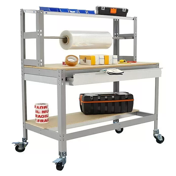Simonrack Simonwork Werkbank MOBILE BT4 BOX - L x B: 76 x 151 cm, Arbeitshöhe: 144,5 cm, Belastbarkeit: 120 kg, Grau - Anwendungsbeispiel