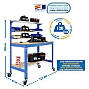Simonrack Simonwork Banco de trabajo BT1 Mobile (L x Al: 61 x 144,5 cm, Ancho: 121 cm, Capacidad de carga: 280 kg, Azul)