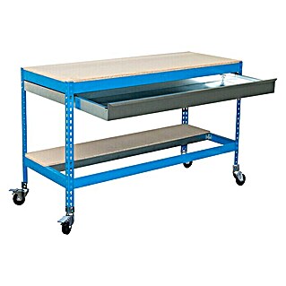 Simonrack Simonwork Banco de trabajo BT0 Box Mobile (L x An: 76 x 151 cm, Altura de trabajo: 91,7 cm, Carga soportada: 120 kg, Azul)