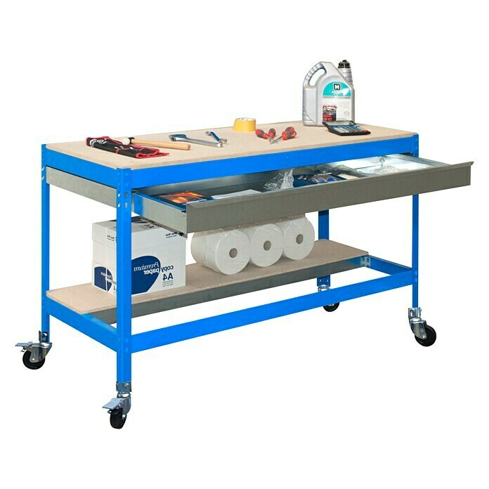 Simonrack Simonwork Banco de trabajo BT0 Box Mobile (L x Al: 76 x 95 cm, Ancho: 150 cm, Capacidad de carga: 280 kg, Azul)