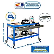 Simonrack Simonwork Banco de trabajo BT0 Box Mobile (L x Al: 76 x 95 cm, Ancho: 150 cm, Capacidad de carga: 280 kg, Azul)