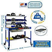 Simonrack Simonwork Banco de trabajo BT1 Box Mobile (L x Al: 61 x 144,5 cm, Ancho: 121 cm, Capacidad de carga: 280 kg, Azul)