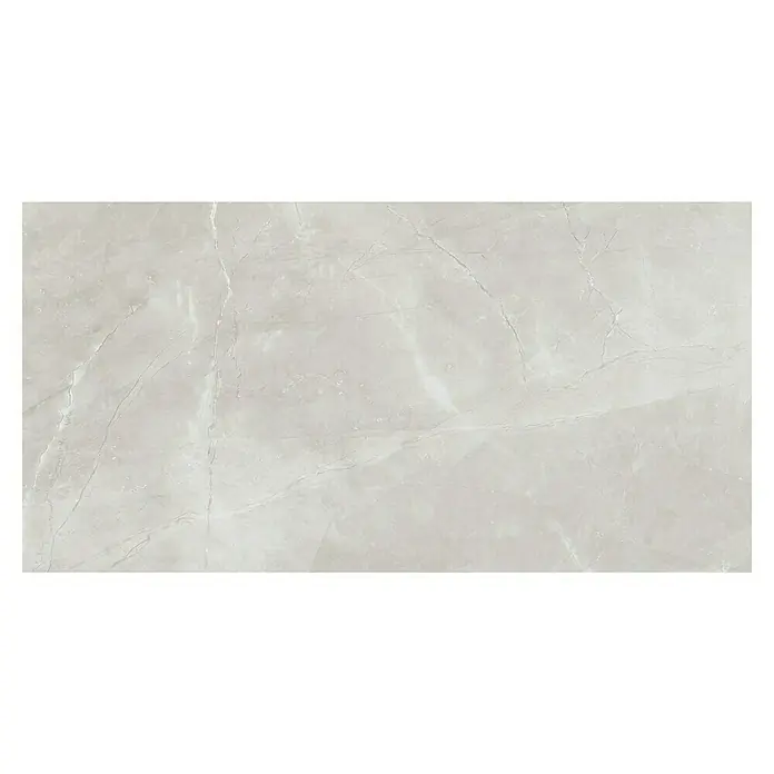 Feinsteinzeugfliese Bayona Silver - 60 x 120 cm, Grau, Glänzend - Elegante hellgraue Marmorfliese mit zarten Maserungen, ideal für stilvolle Innenräume und zeitlose Designs.