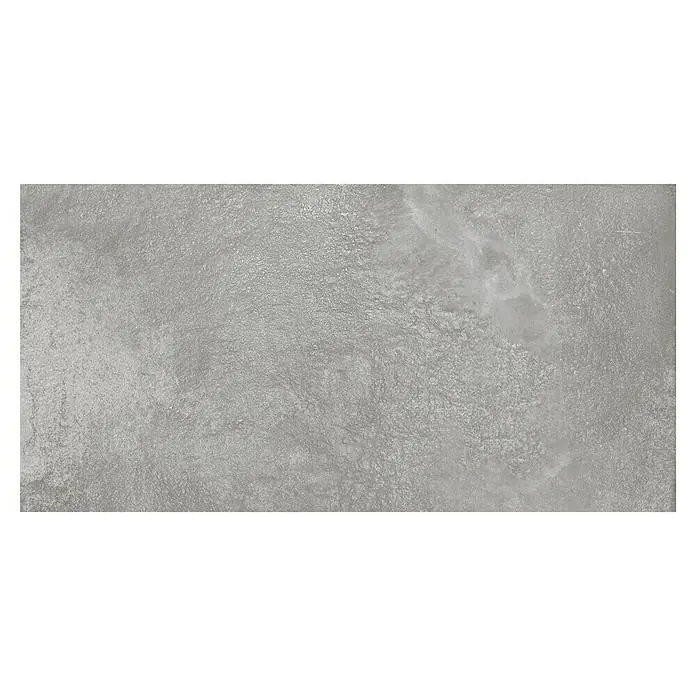 Revestimiento de pared Energy - 60 x 30 cm, Gris, Mate, Espesor: 8 mm - Primer plano de una baldosa de hormigón con una superficie ligeramente rugosa e irregular en varios tonos de gris.