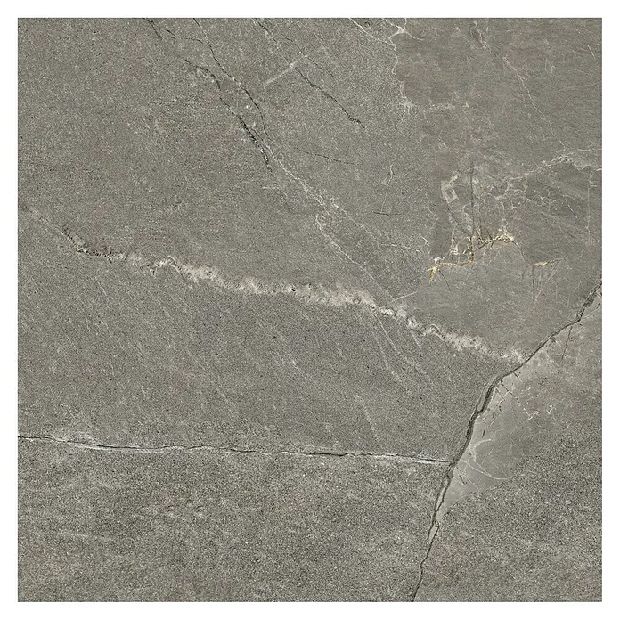 Halcón Pavimento porcelánico Tempo - 60 x 60 cm, Dark, Mate, Espesor: 9,5 mm - Baldosa de suelo gris oscuro con diseño de mármol y delicados detalles en blanco y dorado para un aspecto elegante.