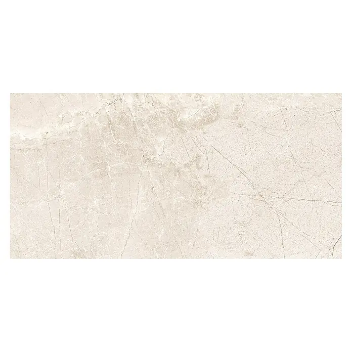 BHS Showroom Pavimento porcelánico Tempo - 60 x 30 cm, Cotton, Mate - Baldosa de mármol beige con vetas delicadas y superficie lisa, ideal para diseños elegantes de suelos y paredes.