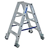 Krause Stabilo Stufen-Doppelleiter Fahrbar (Arbeitshöhe: 2,5 m, Anzahl Tritte: 2 x 4 Stufen, Tiefe Stufen: 80 mm, Material: Aluminium, Fahrbar)