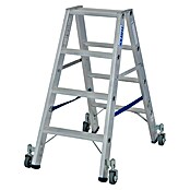 Krause Stabilo Stufen-Doppelleiter Fahrbar (Arbeitshöhe: 2,5 m, Anzahl Tritte: 2 x 4 Stufen, Tiefe Stufen: 80 mm, Material: Aluminium, Fahrbar)