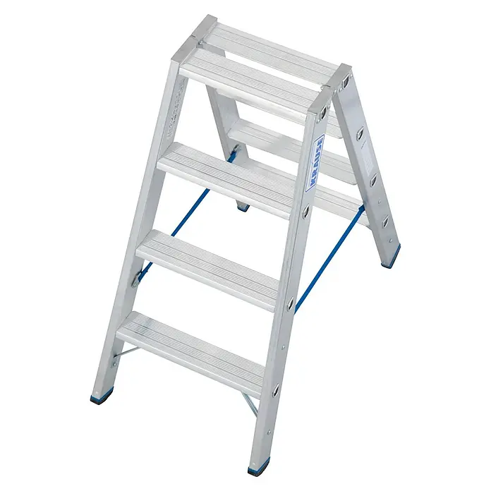 Krause Stabilo Doppelleiter - Anzahl Tritte: 8 Stk., Arbeitshöhe: 2,5 m, Aluminium - Aluminium-Stufenleiter der Marke Krause, ideal für den sicheren und komfortablen Einsatz im Haushalt und bei Renovierungsarbeiten.