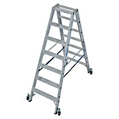 Krause Stabilo Stufen-Doppelleiter Fahrbar (Arbeitshöhe: 3,2 m, Anzahl Tritte: 2 x 7 Stufen, Tiefe Stufen: 80 mm, Material: Aluminium, Fahrbar)