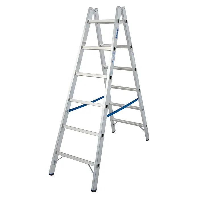 Krause Stabilo Doppelleiter - Anzahl Tritte: 12 Stk., Arbeitshöhe: 3,05 m, Aluminium - Eine freistehende Aluminium-Leiter von Krause, ideal für den Heimwerkerbereich und professionelle Arbeiten, mit stabilen Sprossen und Sicherheitsmerkmalen.