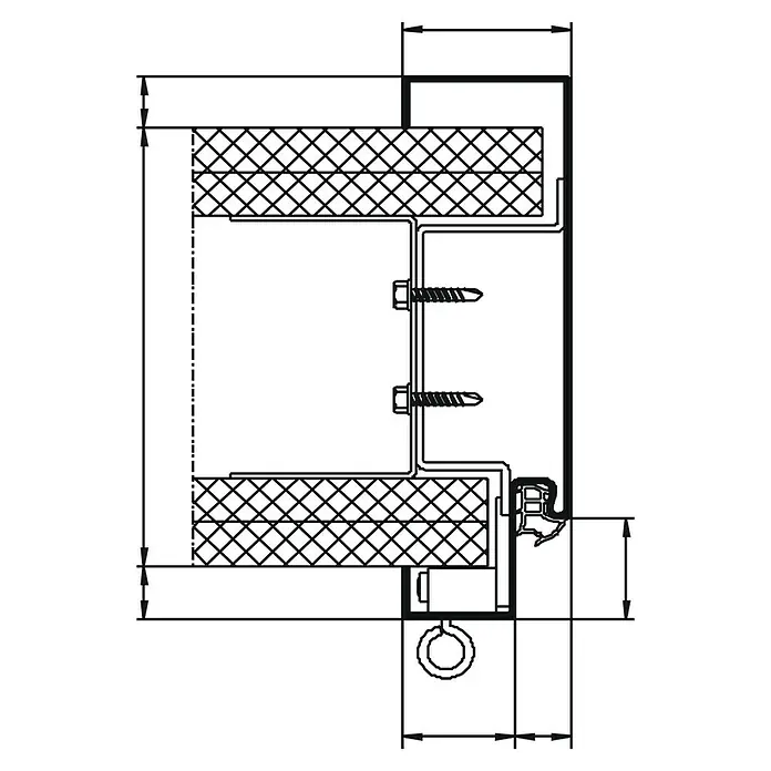 Hörmann Stahlzarge - 875 x 2.000 mm, Wandstärke: 125 mm - Detailansicht einer Fenster- oder Türkonstruktion, die den Aufbau und die Materialien zeigt. Hervorgehoben sind Dichtungen und Befestigungselemente.