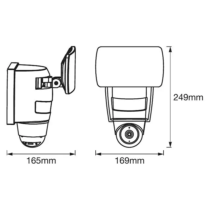 Osram Smart+ LED-Außenwandleuchte Endura Pro24 W, 169 x 163 x 250 mm, Dunkelgrau, IP44 Sketch
