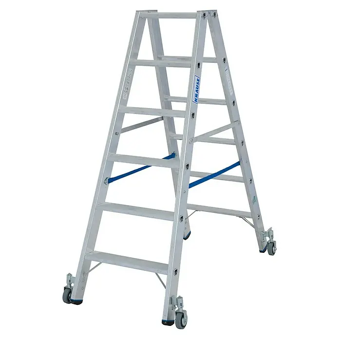 Krause Stabilo Doppelleiter Fahrbar - Anzahl Tritte: 12 Stk., Arbeitshöhe: 2,95 m, Aluminium - Aluminium-Rollgerüst von Krause, ideal für flexible und sichere Arbeiten in verschiedenen Höhen. Das Gerüst bietet Stabilität und Mobilität.