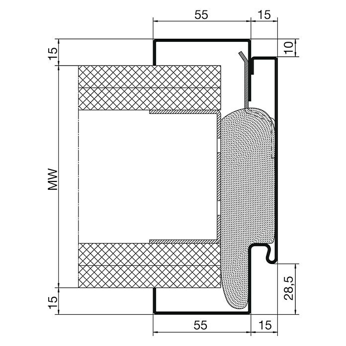 Hörmann Stahlzarge VarioFix875 x 2.000 mm, Wandstärke: 150 mm, DIN Anschlag: Links/Rechts, Lichtgrau Sketch