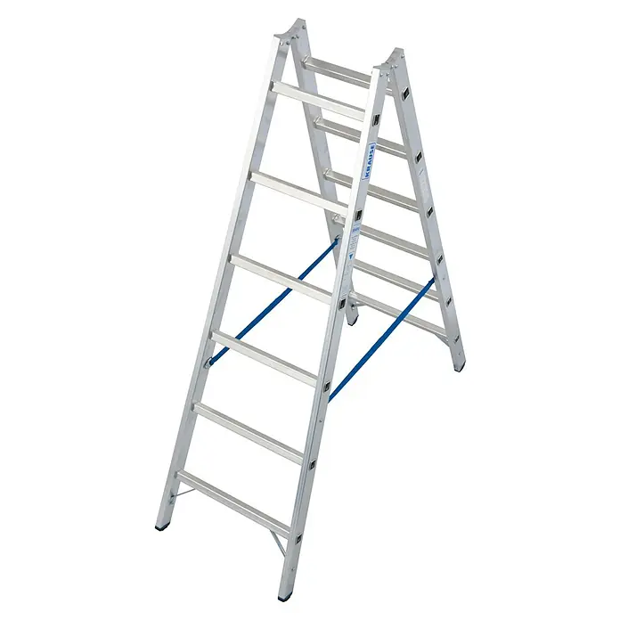 Krause Stabilo Doppelleiter - Anzahl Tritte: 12 Stk., Arbeitshöhe: 3,05 m, Aluminium - Abgebildete Krause-Leiter, ideal für sichere und vielseitige Arbeiten in verschiedenen Höhen. Ihre robuste Bauweise bietet hohe Stabilität.