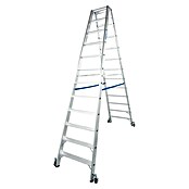 Krause Stabilo Stufen-Doppelleiter Fahrbar (Arbeitshöhe: 4,35 m, Anzahl Tritte: 2 x 12 Stufen, Tiefe Stufen: 80 mm, Material: Aluminium, Fahrbar)