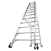 Krause Stabilo Stufen-Doppelleiter Fahrbar (Arbeitshöhe: 4,35 m, Anzahl Tritte: 2 x 12 Stufen, Tiefe Stufen: 80 mm, Material: Aluminium, Fahrbar)