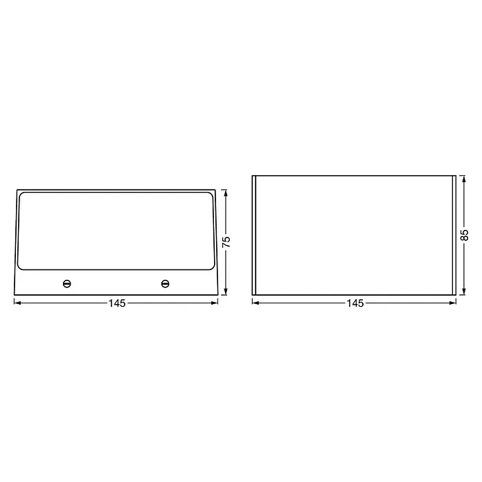 Ledvance Smart+ WiFi LED-Außenwandleuchte Brickwide - Farbe Gehäuse: Dunkelgrau, IP44 - Produktabbildung mit technischen Maßen.