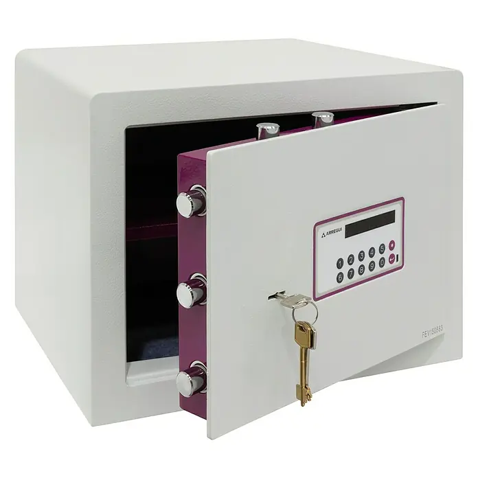 Arregui Caja fuerte Forma Evolution 150050 - L x An x Al: 42 x 36 x 32 cm, Tipo de bloqueo: Códigos de usuario - Una caja fuerte con compartimento abierto y teclado digital y llave. Ideal para guardar objetos de valor de forma segura.