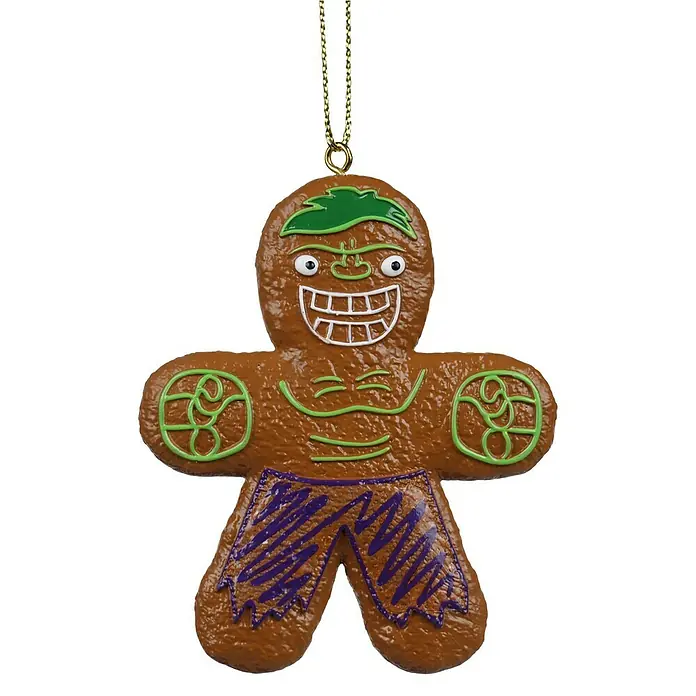 Kurt S. Adler Christbaumschmuck Lebkuchen Hulk - Braun, Kunststoff, 6,8 x 0,7 x 8 cm, Marvel - Hulk - Lebkuchenmann-Weihnachtsornament im Hulk-Stil mit goldenem Aufhänger, eine festliche und lustige Dekoration.