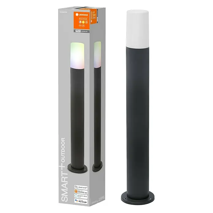 Ledvance Smart+ WiFi LED-Außenwandleuchte PIPE - Farbe Gehäuse: Dunkelgrau, IP44, 10 W, 8,9 x 8,9 x 80 cm - Smart Outdoor LED-Pollerleuchte von Ledvance, ideal für Gärten und Wege. Elegantes Design, moderne Beleuchtungstechnologie für den Außenbereich.