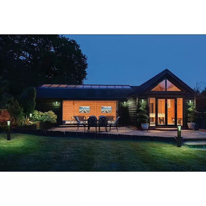 Ledvance Smart+ WiFi LED-Außenwandleuchte CASCADE - Farbe Gehäuse: Dunkelgrau, IP44, 16 x 12 x 18 cm - Stimmungsaufnahme