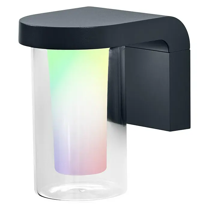 Ledvance Smart+ WiFi LED-Außenwandleuchte CASCADE - Farbe Gehäuse: Dunkelgrau, IP44, 16 x 12 x 18 cm - Moderne Wandleuchte mit farbwechselndem LED-Licht für den Außenbereich, ideal für stimmungsvolle Beleuchtung.