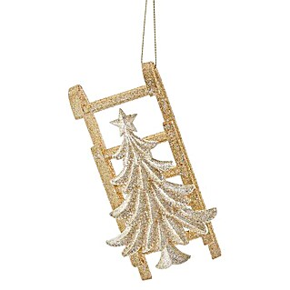 Kurt S. Adler Christbaumschmuck Schlitten mit Baum (Gold, Kunststoff, 12,95 cm)