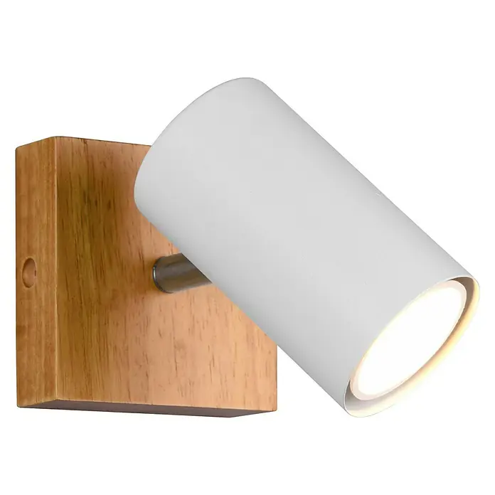Trio Leuchten Marley Deckenstrahler - 15 W, L x B x H: 12 x 9 x 16 cm, Weiß/Holz, GU10, 1 Stk. - Moderne Wandleuchte mit Holzsockel und weißem Lampenkopf für stilvolle Beleuchtung. Perfekt für Wohnzimmer oder Schlafzimmer.
