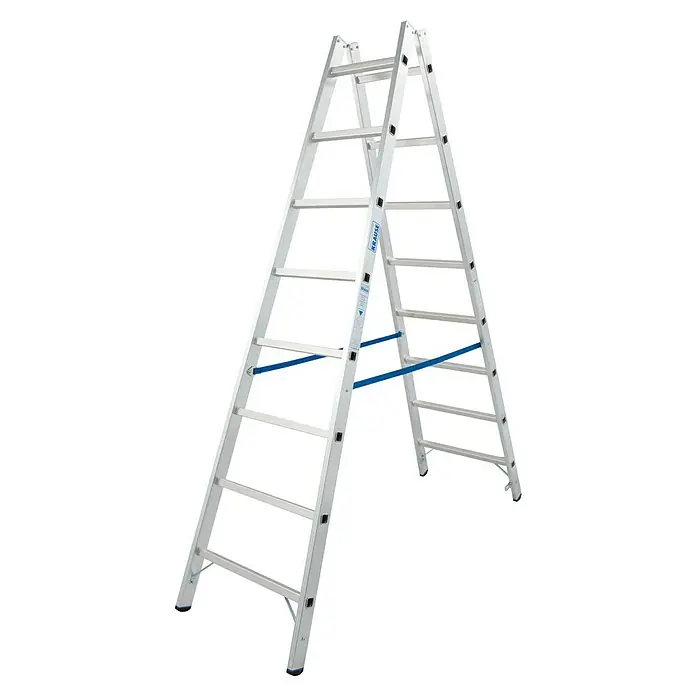 Krause Stabilo Doppelleiter - Anzahl Tritte: 16 Stk., Arbeitshöhe: 3,55 m, Aluminium - Freistehende Aluminium-Doppelleiter von KRAUSE, ideal für sichere Arbeiten in verschiedenen Höhen mit stabiler Bauweise.