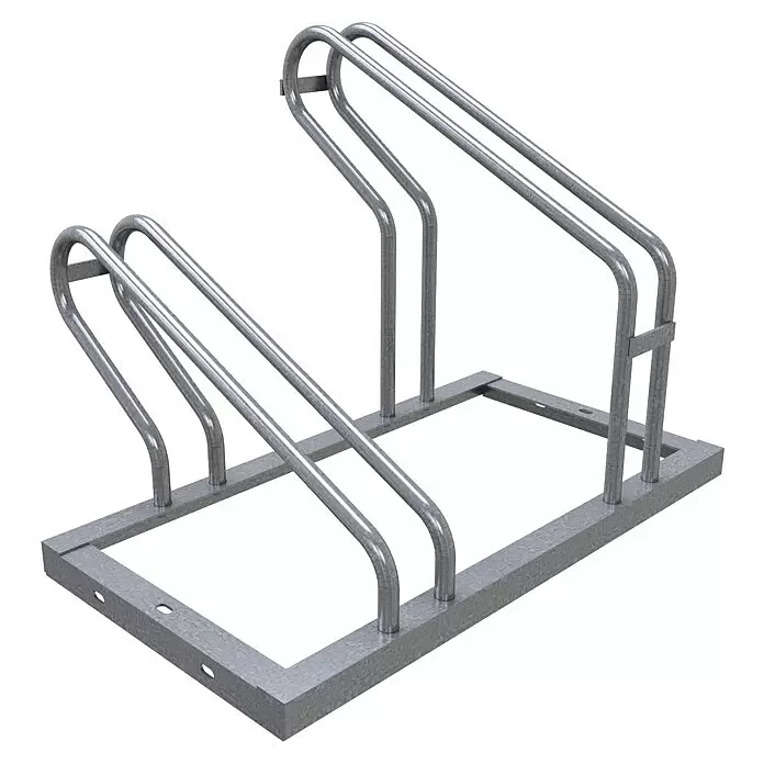 Schake Fahrradständer - L x B x H: 70 cm x 50 mm x 51 cm, Passend für: 2 Fahrräder, Einseitige Radeinstellung - Fahrradständer aus verzinktem Metall mit mehreren gebogenen Schlitzen zum Parken von Fahrrädern.