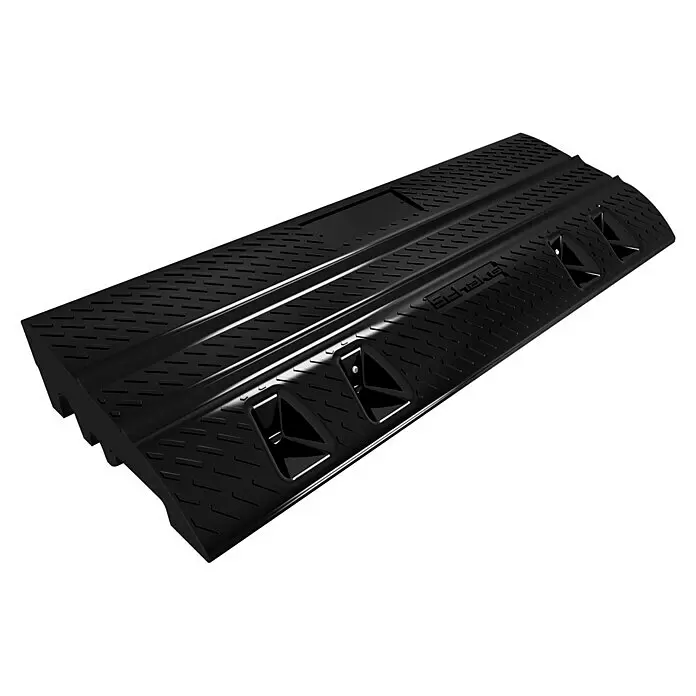 Schake Auffahrrampe - L x B x H: 100 x 35 x 12 cm - Schwarze, robuste Kabelbrücke mit rutschfester Textur und mehreren Kanälen für sicheres Kabelmanagement.