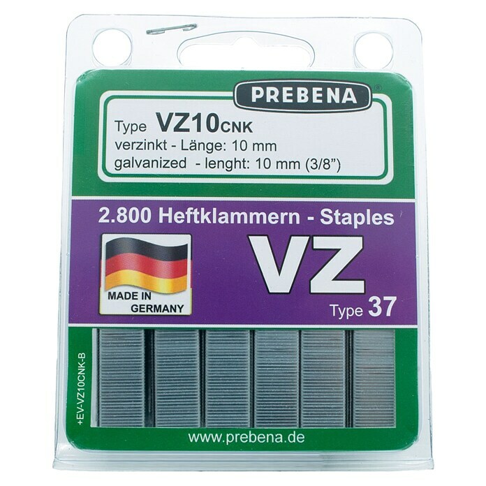 Prebena Heftklammer Typ VZ (Länge: 10 mm, Rückenbreite: 11,3 mm, 2.800 Stk.) | BAUHAUS