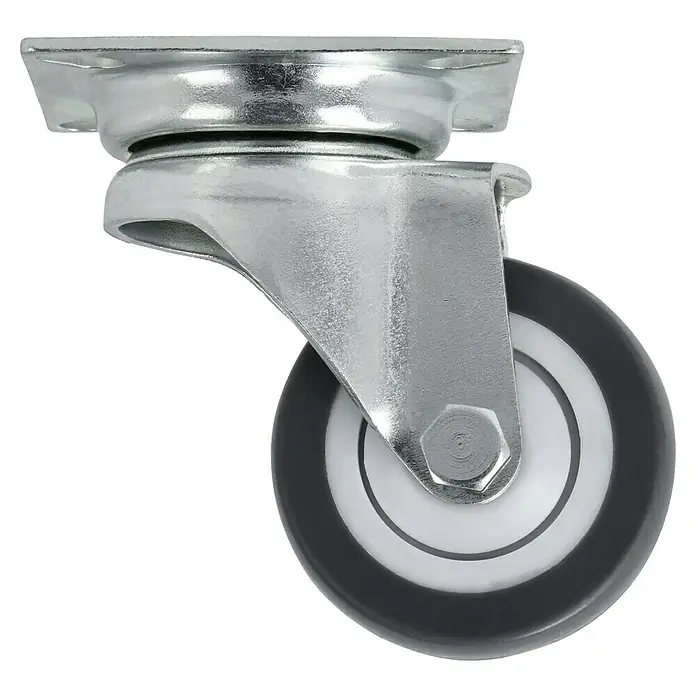 Stabilit Apparate-Lenkrolle - Durchmesser Rollen: 50 mm, Traglast: 45 kg, Kugellager, Mit Platte - Schwenkrolle mit Stahlgehäuse und grauem Rad für reibungslose Mobilität und einfache Bewegung von Gegenständen.