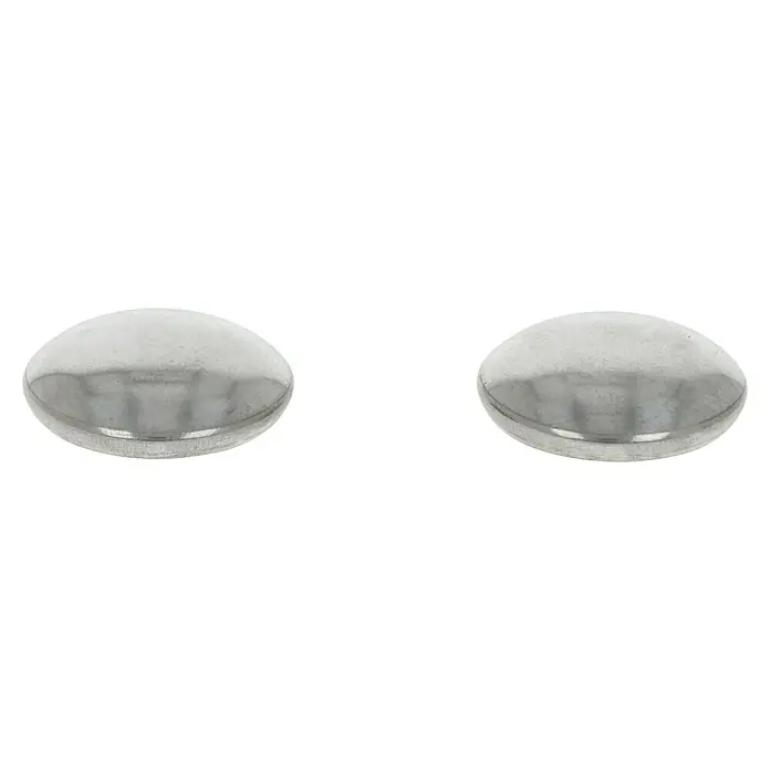Stabilit Starlock-Kappen - Durchmesser: 12 mm, Stahl - Zwei silberne Halbkugel-Knöpfe mit glatter Oberfläche. Diese Knöpfe sind ideal für Möbel oder als dekorative Elemente.