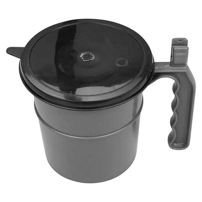 swingcolor Komfort Farbtopf - 0,5 l - Graue Tasse mit schwarzem Deckel und Griff für einfache Handhabung, ideal für Getränke aller Art.