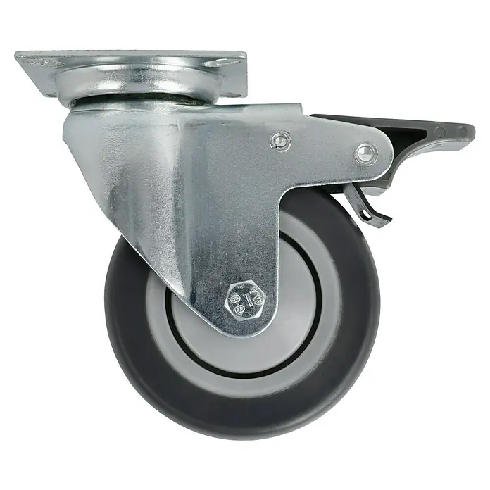 Stabilit Apparate-Lenkrolle - Durchmesser Rollen: 75 mm, Traglast: 50 kg, Kugellager, Mit Platte und Feststeller - Lenkrolle mit Bremse. Diese Lenkrolle ist ideal für den Einsatz an Möbeln, Geräten und anderen mobilen Objekten.