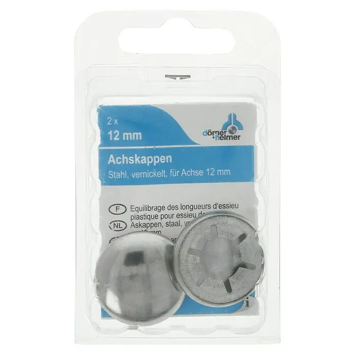 Stabilit Starlock-Kappen - Durchmesser: 12 mm, Stahl - Verpackung mit zwei vernickelten Achskappen aus Stahl, passend für 12 mm Achsen, zur Sicherung von Rädern und zur Abdeckung von Achsenden.